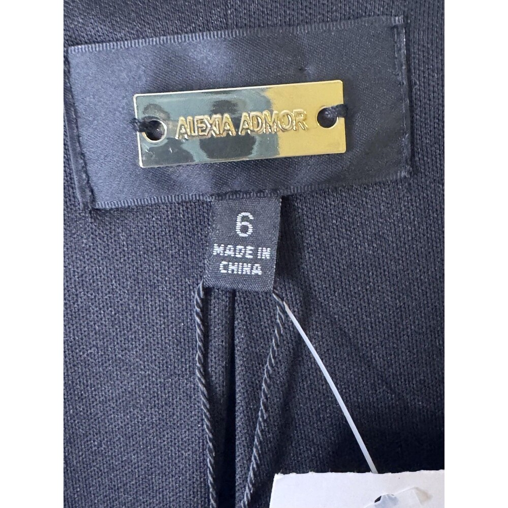 Alexia Admor Dress Womens 6 Black Jacket Sheath Pearl Rhinestone Button Trim - Picture 3 of 11